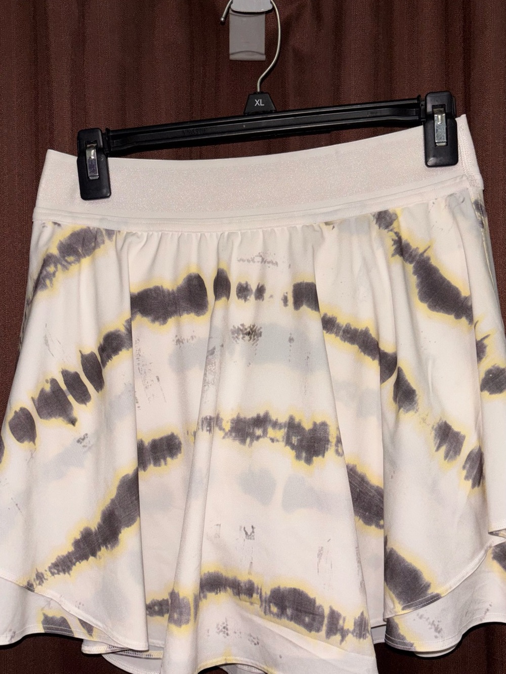 lululemon athletica White Tie-Dye Circle Skirt with Gray and Yellow Accents